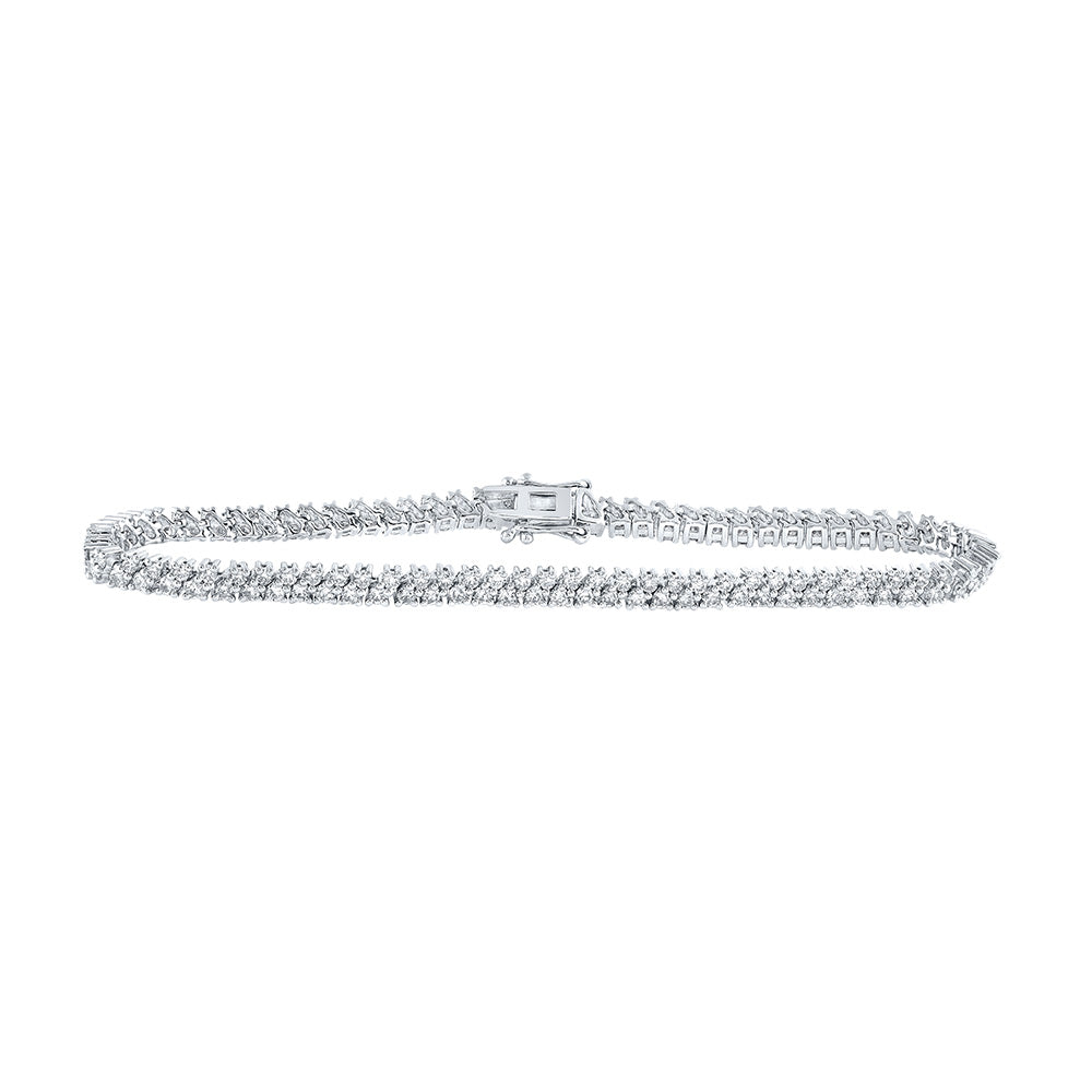 14kt White Gold Womens Round Diamond Tennis Bracelet 2-7/8 Cttw