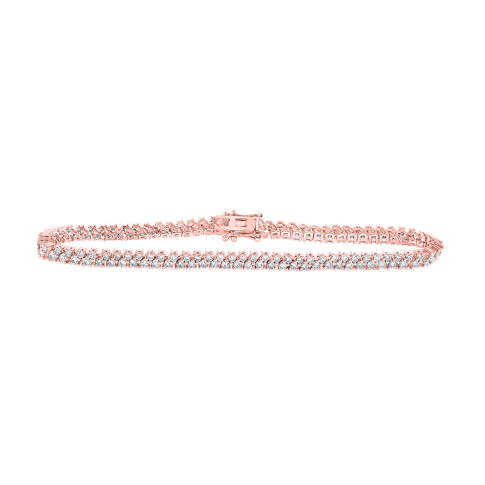 14kt Rose Gold Womens Round Diamond Tennis Bracelet 2-7/8 Cttw