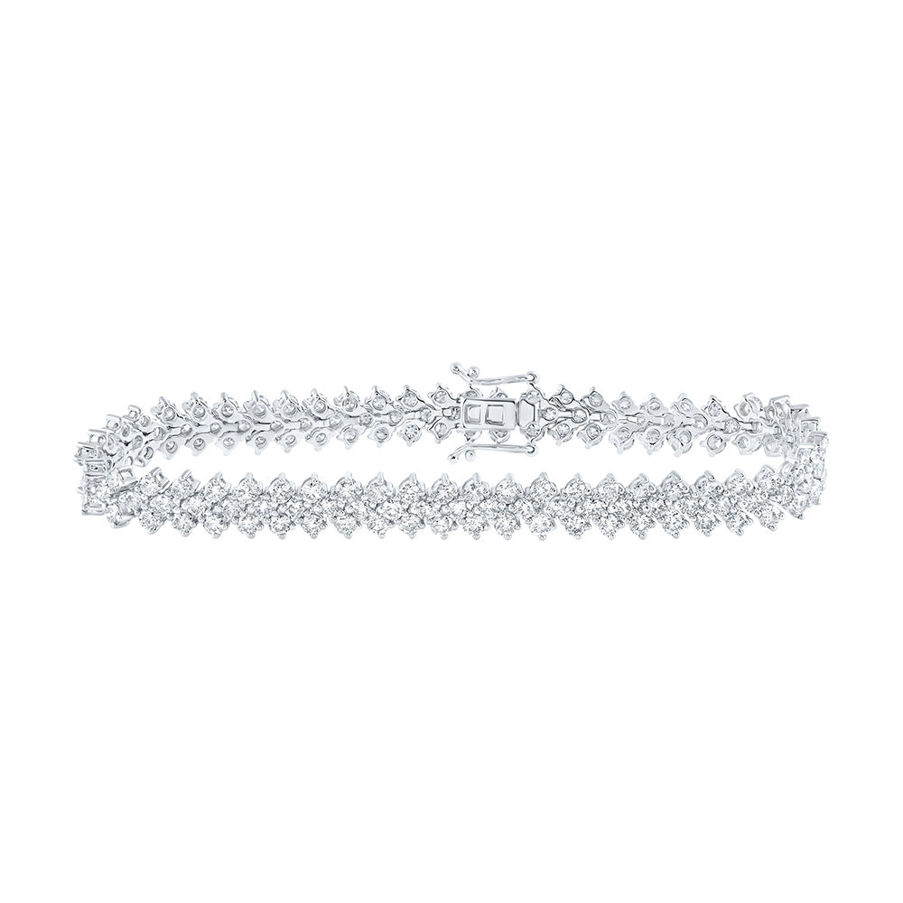 14kt White Gold Womens Round Diamond Tennis Bracelet 8-3/8 Cttw