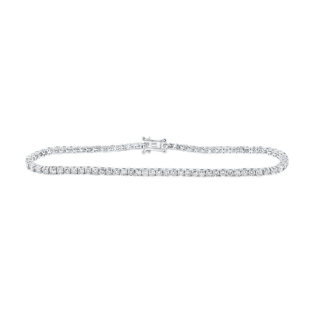 14kt White Gold Womens Round Diamond Single Row Tennis Bracelet 3-3/8 Cttw