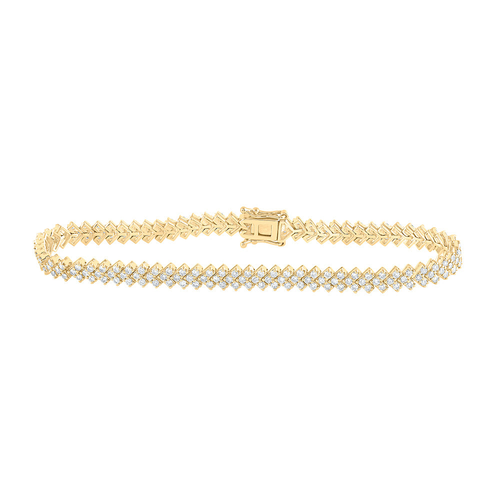 14kt Yellow Gold Womens Round Diamond Tennis Bracelet 2-1/2 Cttw