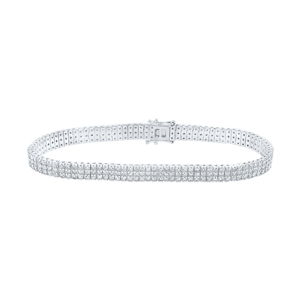 14kt White Gold Womens Round Diamond 3-Row Tennis Bracelet 4 Cttw