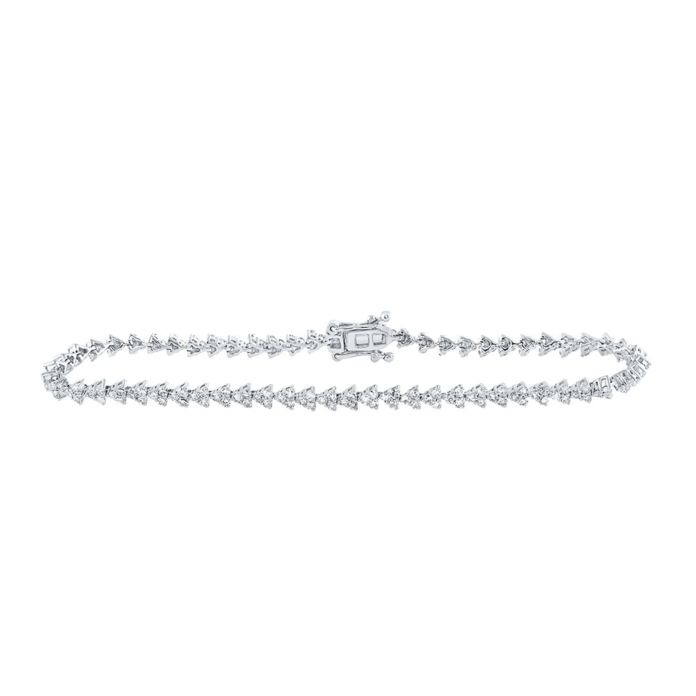 14kt White Gold Womens Round Diamond Single Row Tennis Bracelet 1-7/8 Cttw