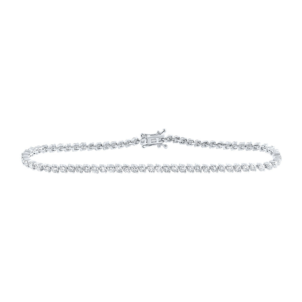 14kt White Gold Womens Round Diamond Tennis Bracelet 3 Cttw