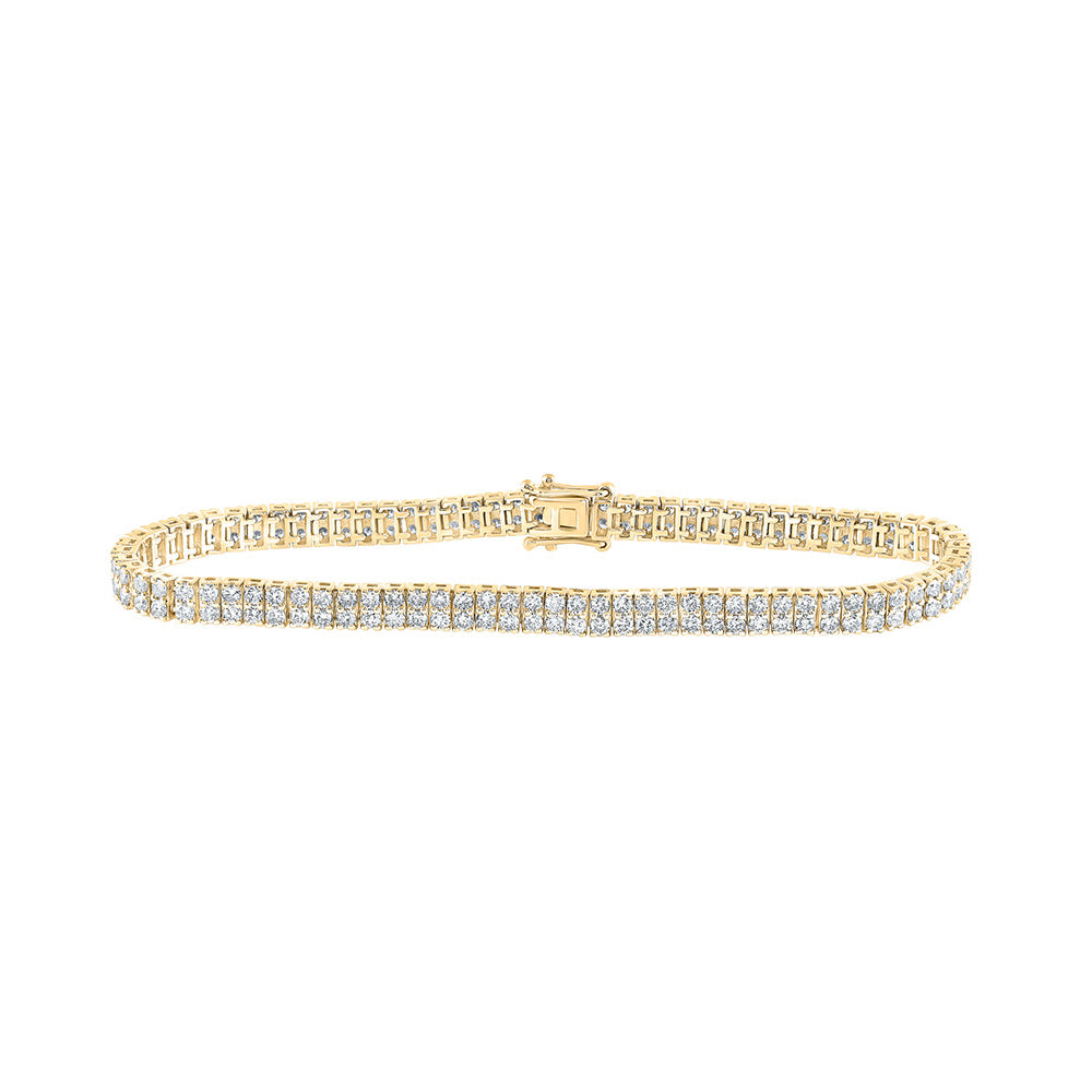 14kt Yellow Gold Womens Round Diamond Double Row Tennis Bracelet 4 Cttw