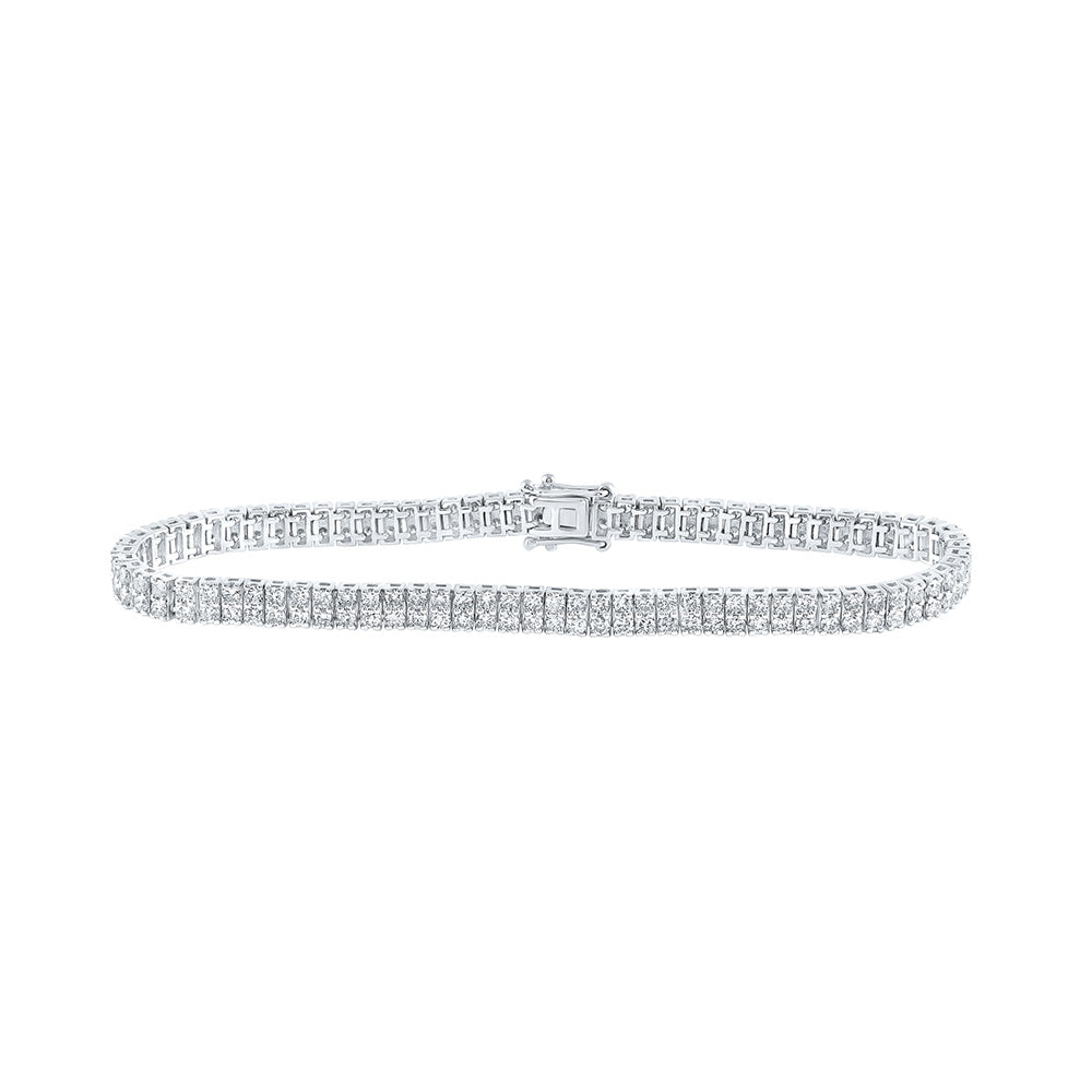 14kt White Gold Womens Round Diamond Double Row Tennis Bracelet 4 Cttw