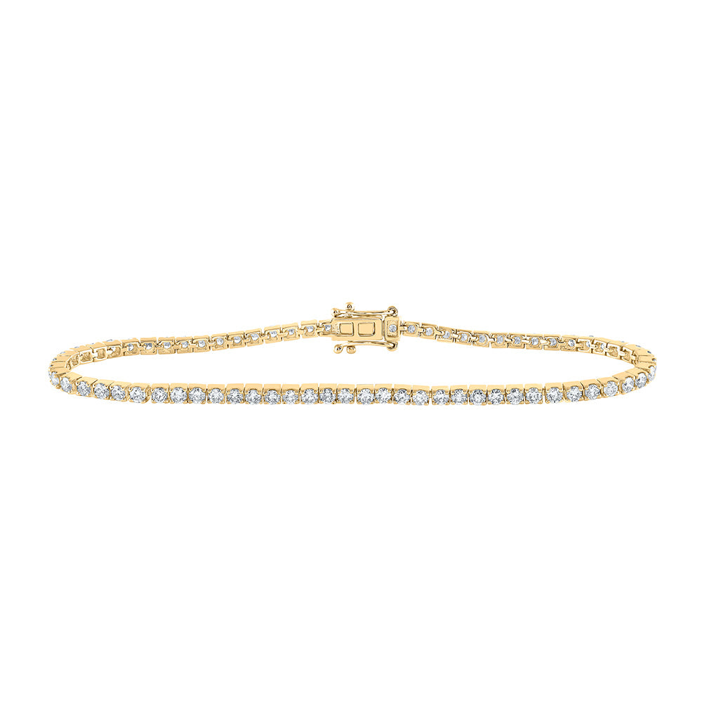 14kt Yellow Gold Womens Round Diamond Single Row Tennis Bracelet 2-7/8 Cttw