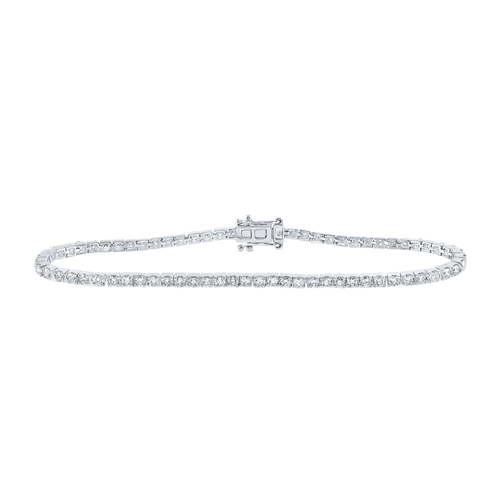 14kt White Gold Womens Round Diamond Single Row Tennis Bracelet 2-7/8 Cttw