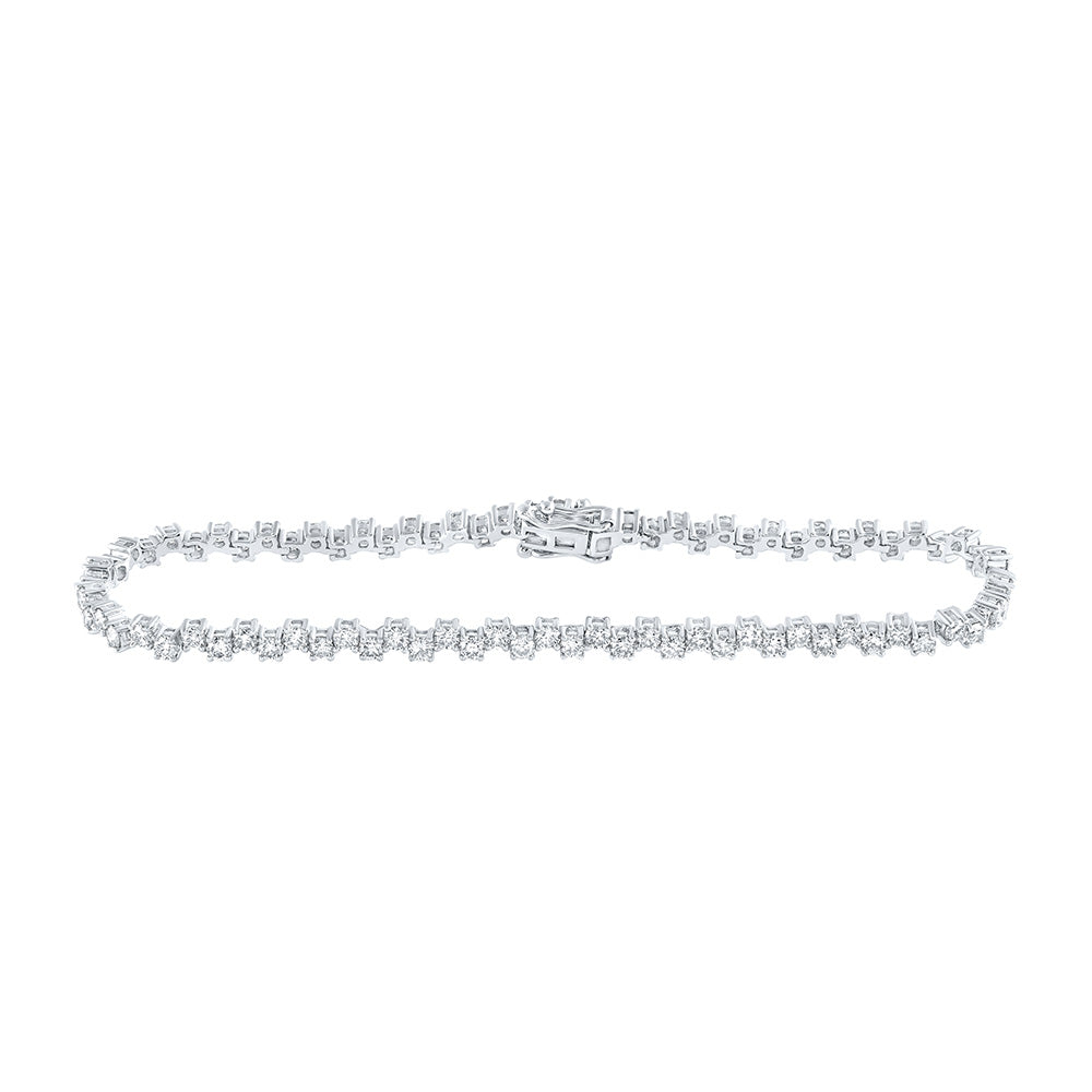 14kt White Gold Womens Round Diamond Tennis Bracelet 3-1/2 Cttw