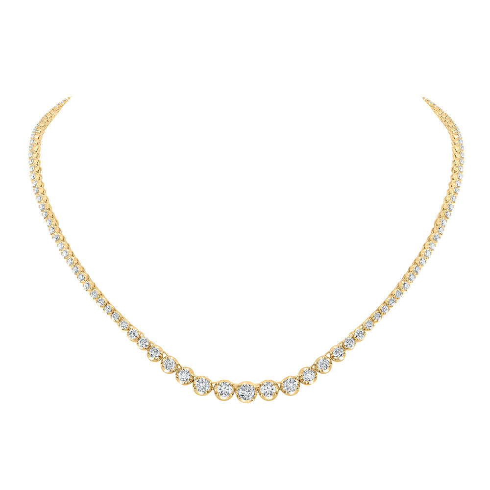 14kt Yellow Gold Womens Round Diamond Graduated Tennis Necklace 5-3/4 Cttw