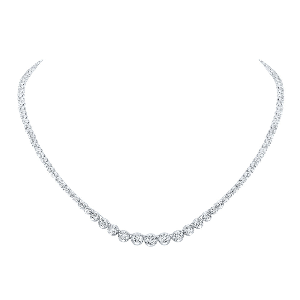 14kt White Gold Womens Round Diamond Graduated Tennis Necklace 5-3/4 Cttw