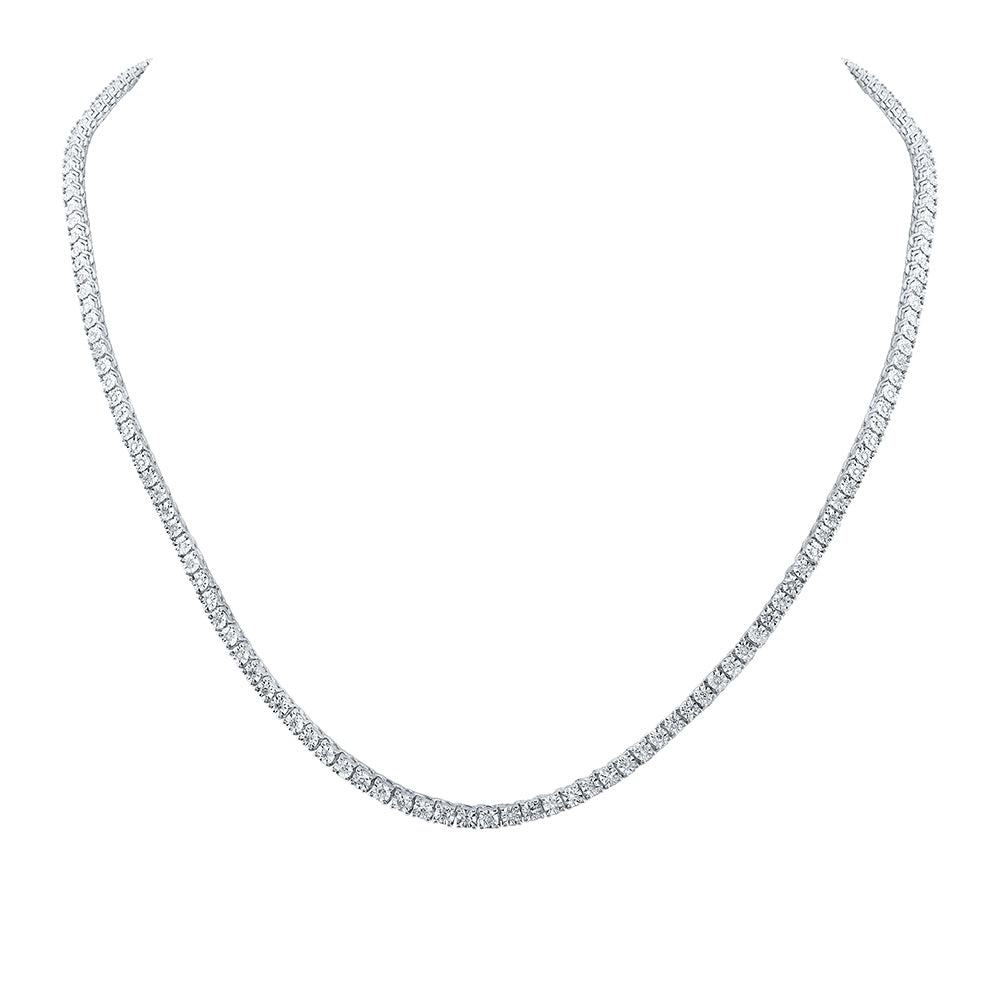 10kt White Gold Mens Round Diamond Single Row Link Chain Necklace 1-1/4 Cttw