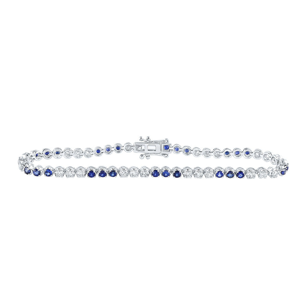 14kt White Gold Womens Round White Sapphire Diamond Tennis Bracelet 3-1/3 Cttw