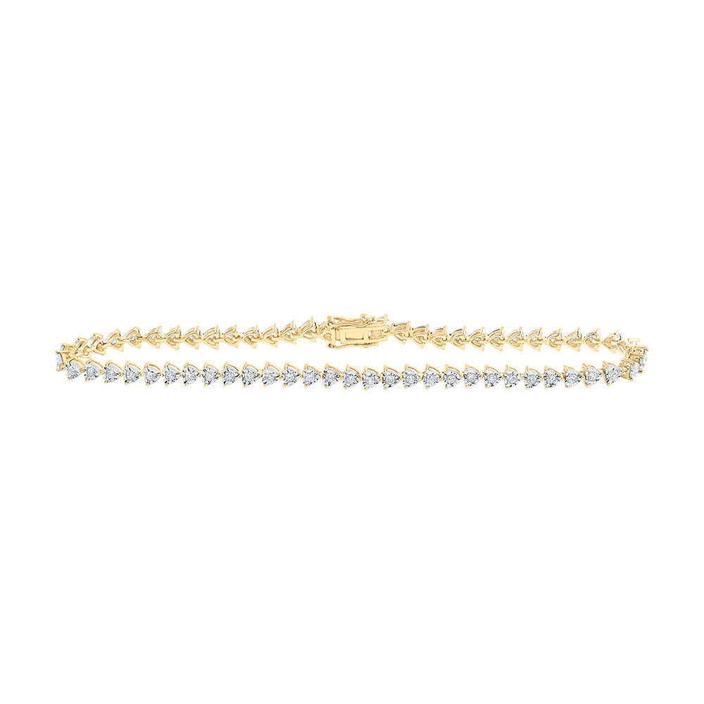 10kt Yellow Gold Womens Round Diamond 8-inch Heart Bracelet 1 Cttw