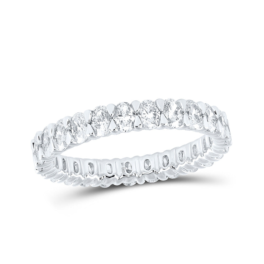 14kt White Gold Womens Oval Diamond Eternity Wedding Band 2 Cttw