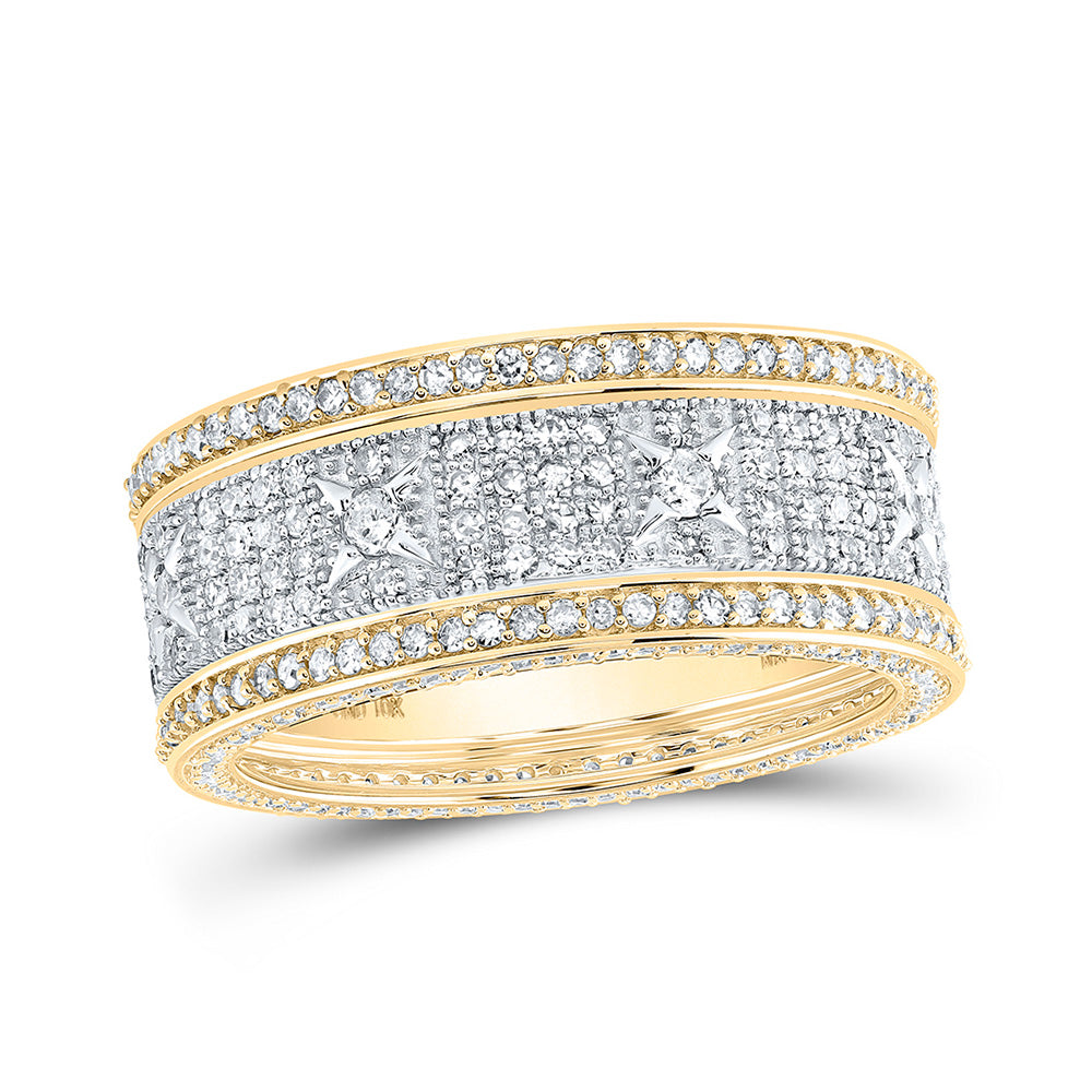 10kt Yellow Gold Mens Round Diamond Band Ring 2-1/4 Cttw