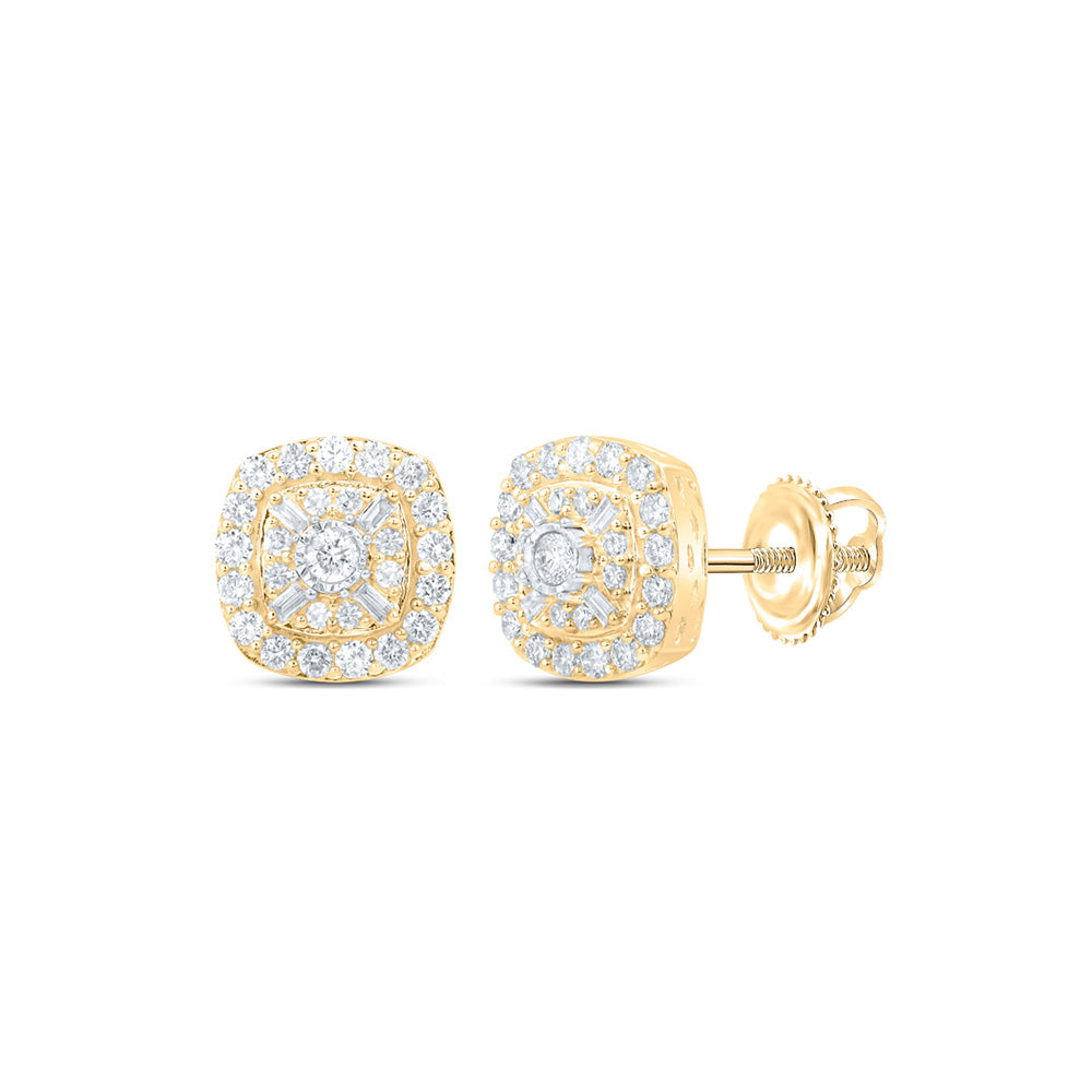 10kt Yellow Gold Womens Round Diamond Cluster Earrings 1/2 Cttw