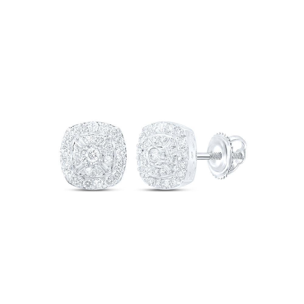 10kt White Gold Womens Round Diamond Cluster Earrings 1/2 Cttw