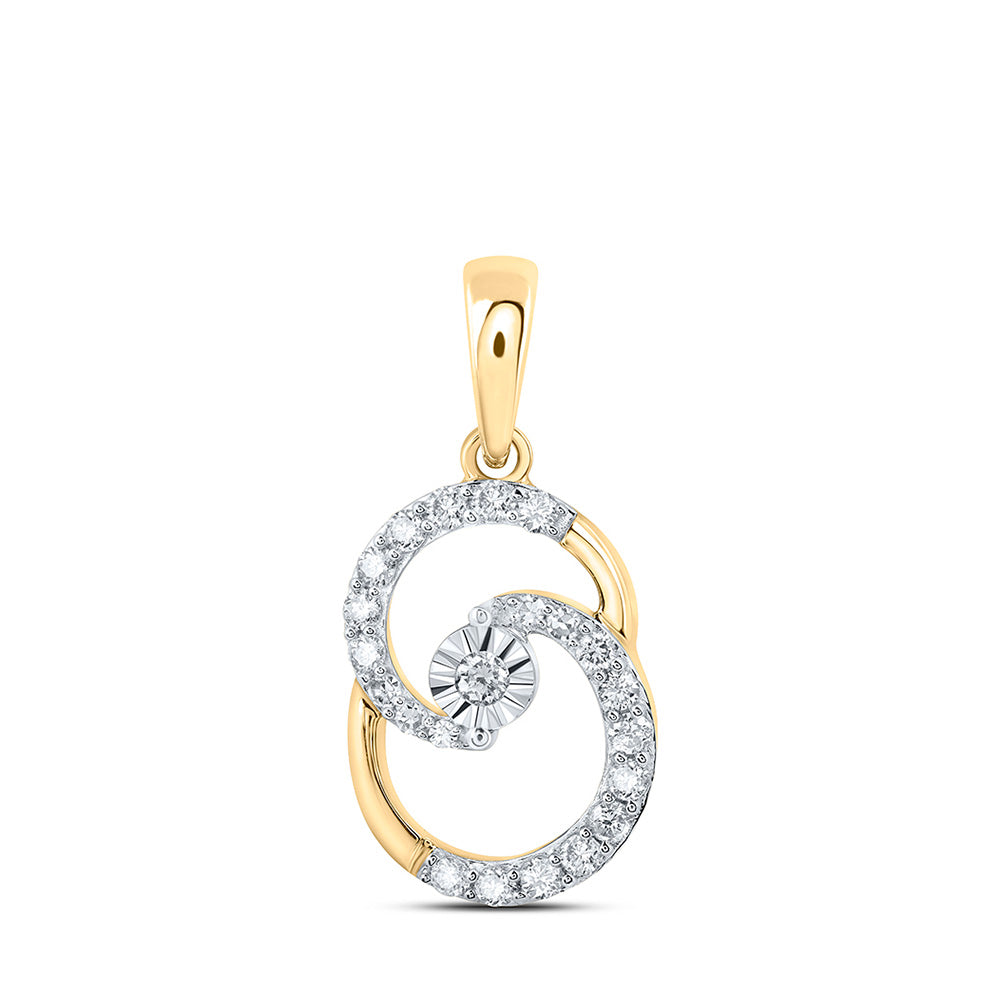 10kt Yellow Gold Womens Round Diamond Fashion Pendant 1/4 Cttw