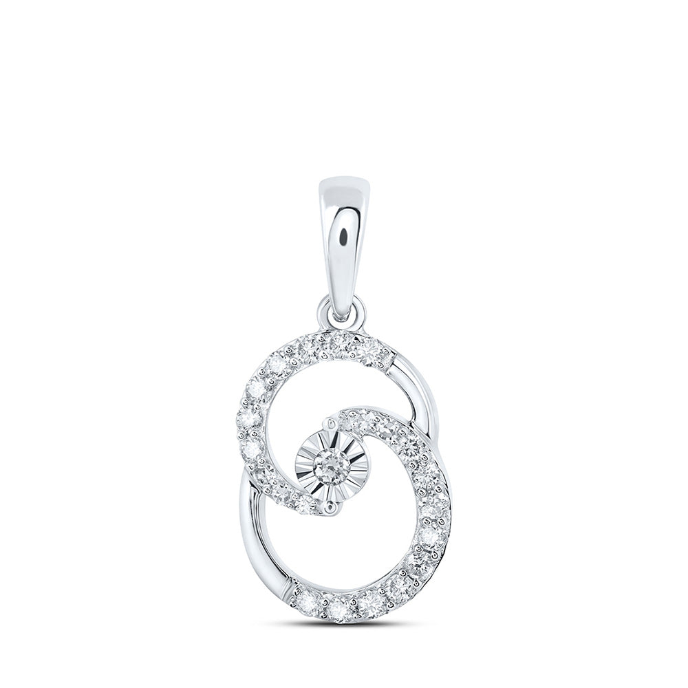 10kt White Gold Womens Round Diamond Fashion Pendant 1/4 Cttw