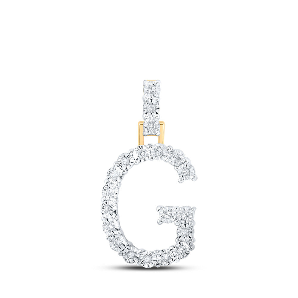 10kt Yellow Gold Womens Round Diamond G Initial Letter Pendant 1/10 Cttw