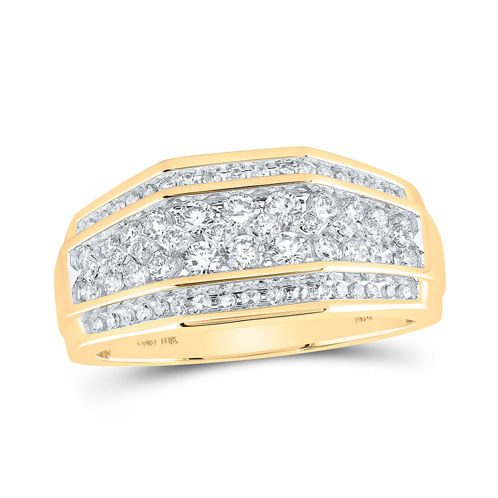 10kt Yellow Gold Mens Round Diamond Band Ring 1 Cttw