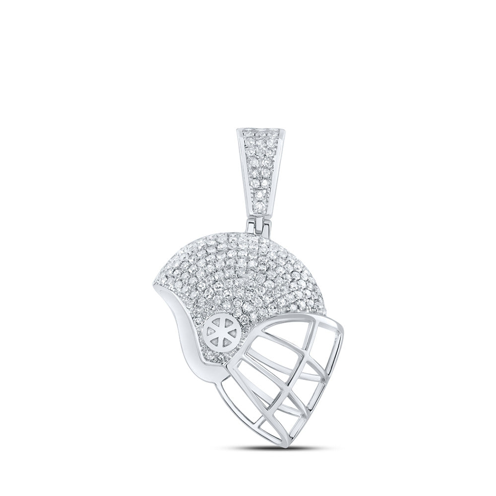 Sterling Silver Womens Round Diamond Sports Helmet Fashion Pendant 3/4 Cttw