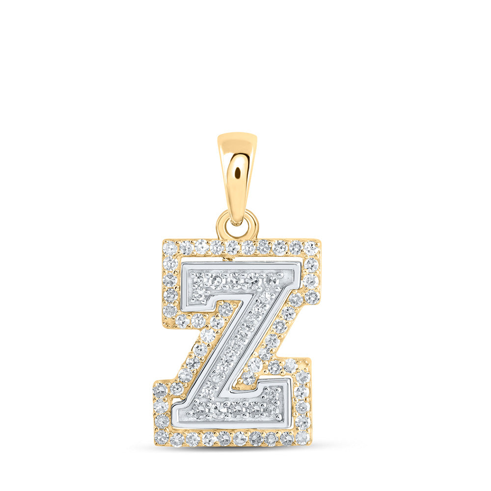 10kt Two-tone Gold Womens Round Diamond Z Initial Letter Pendant 1/4 Cttw