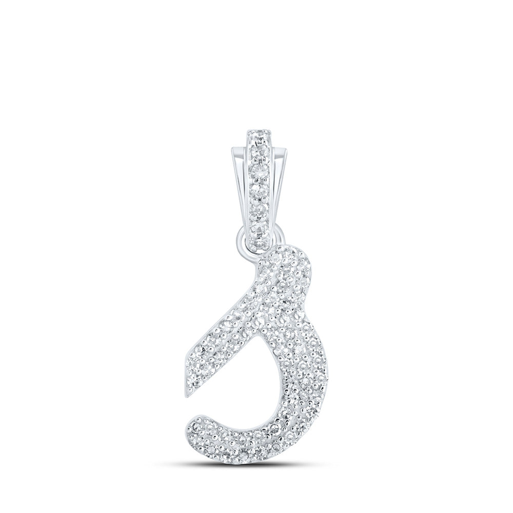 10kt White Gold Womens Round Diamond S Cursive Initial Letter Pendant 1/4 Cttw