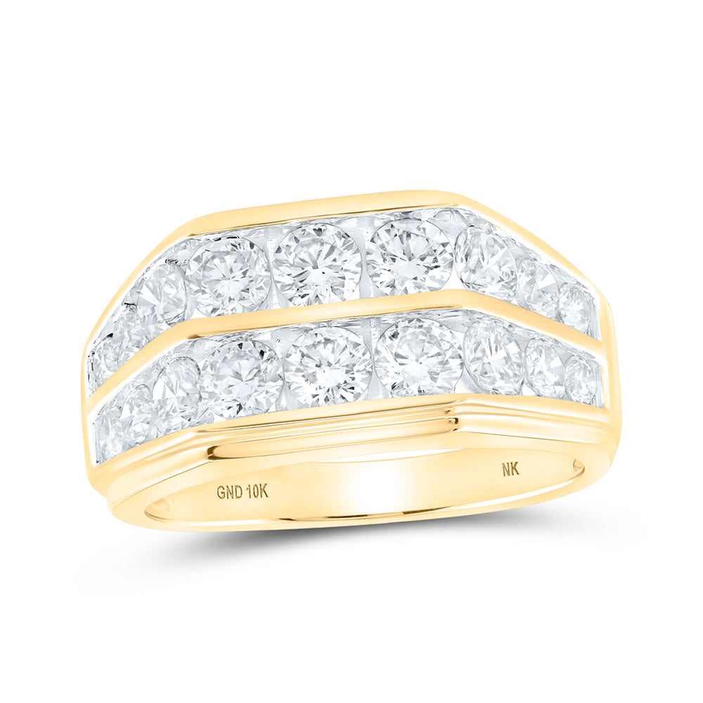 10kt Yellow Gold Mens Round Diamond Band Ring 3 Cttw