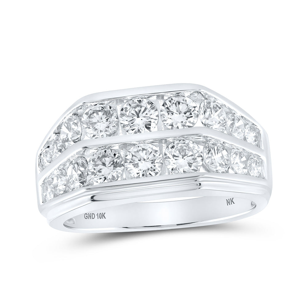 10kt White Gold Mens Round Diamond Band Ring 3 Cttw