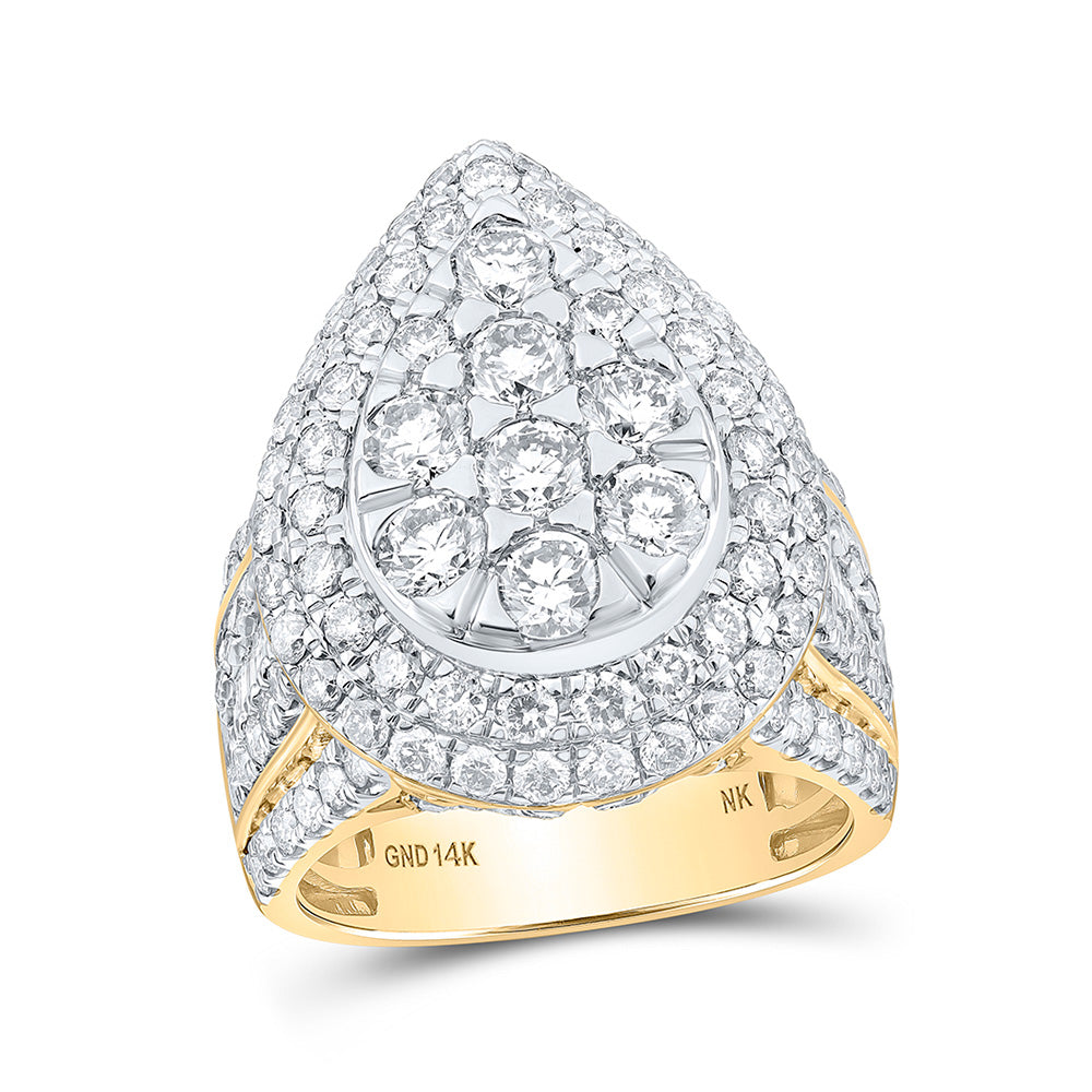 14kt Yellow Gold Womens Round Diamond Teardrop Ring 4 Cttw