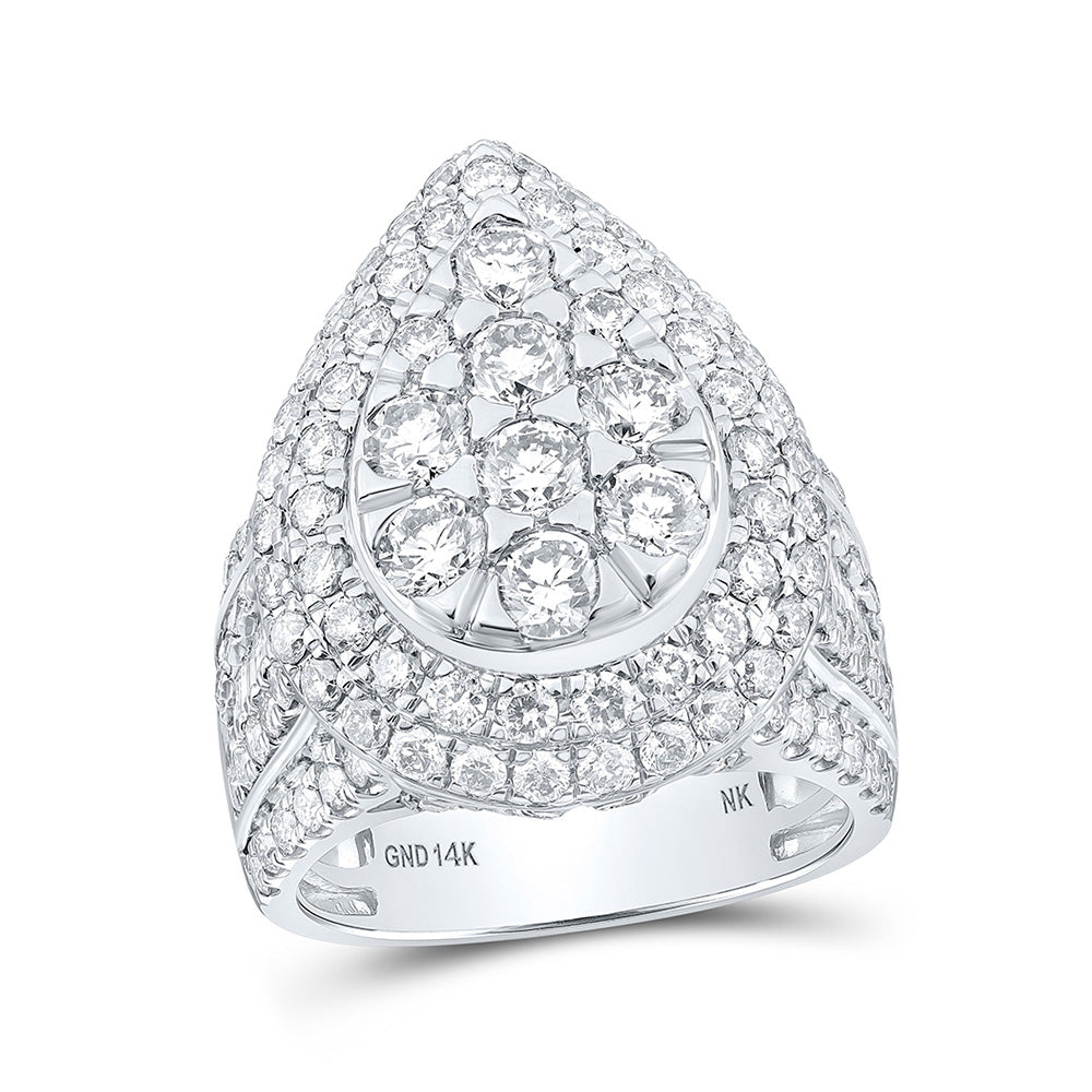 14kt White Gold Womens Round Diamond Teardrop Fashion Ring 4 Cttw