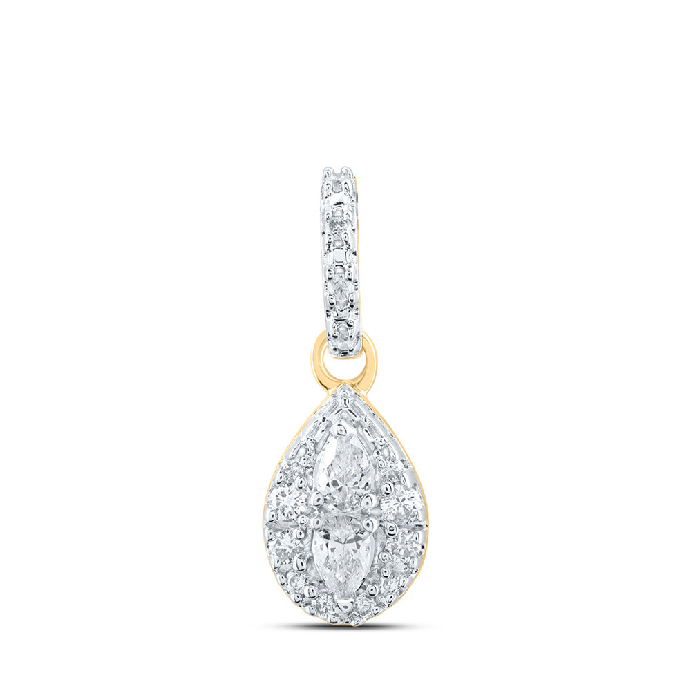 10kt Yellow Gold Womens Pear Diamond Fashion Pendant 1/6 Cttw