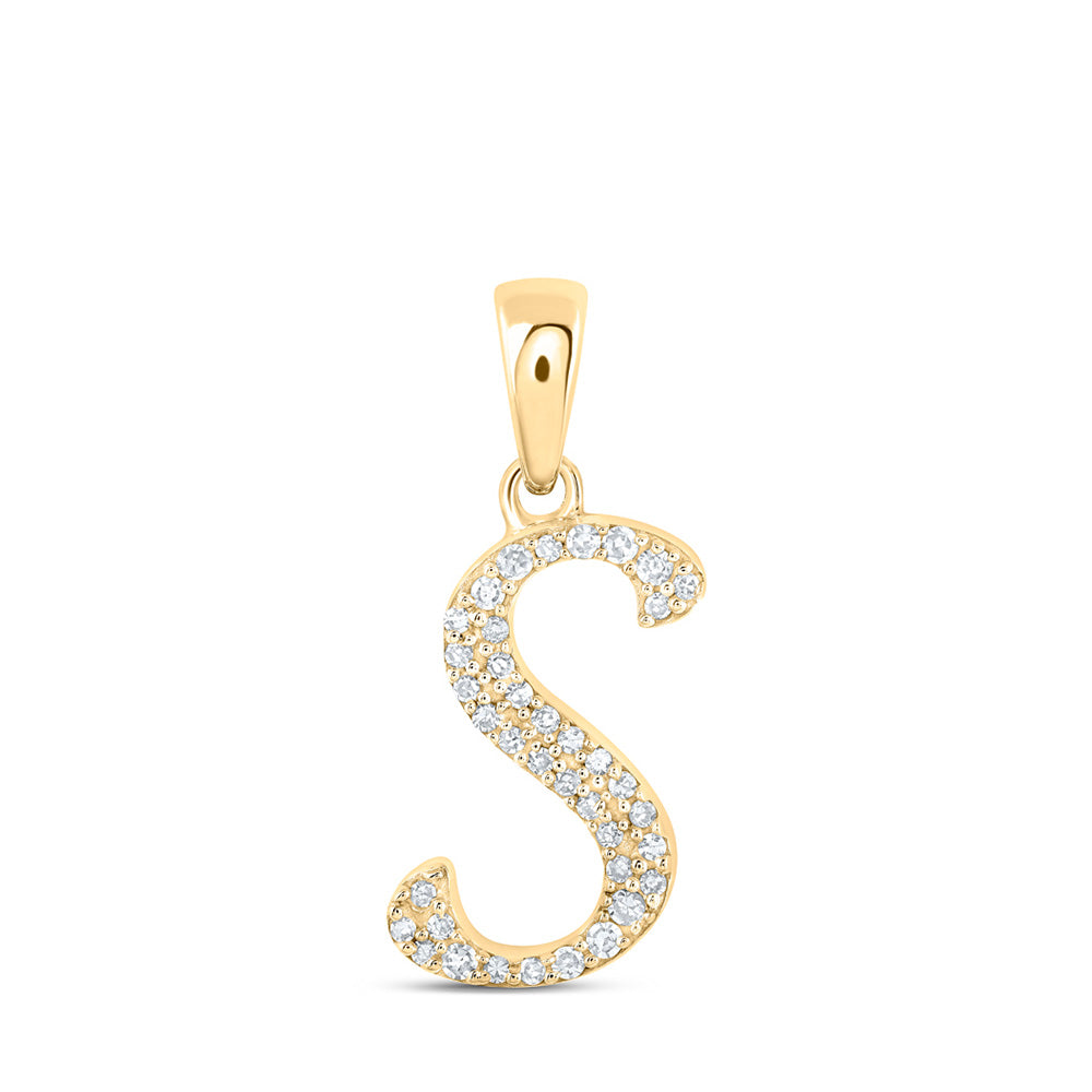 10kt Yellow Gold Womens Round Diamond S Initial Letter Pendant 1/10 Cttw