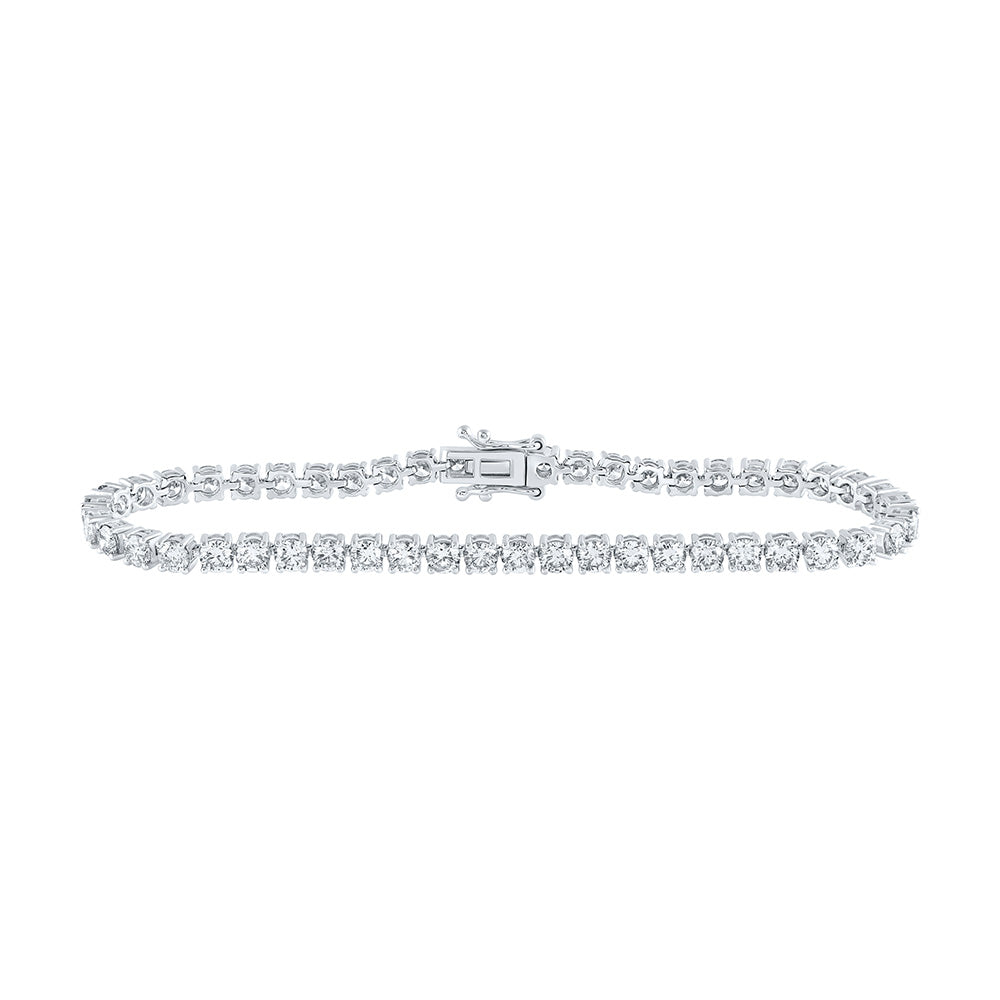 14kt White Gold Womens Round Diamond Fashion Bracelet 7 Cttw