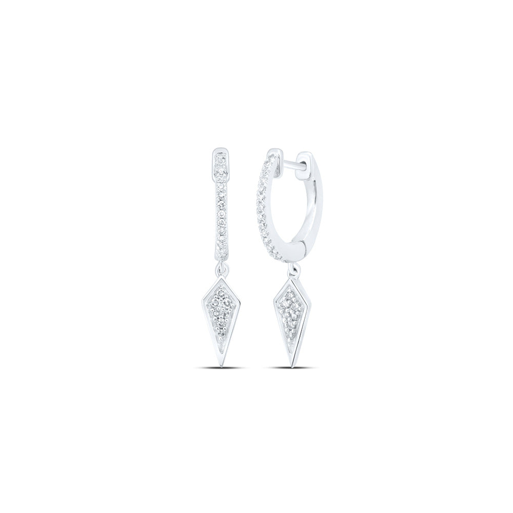 10kt White Gold Womens Round Diamond Dangle Earrings 1/5 Cttw