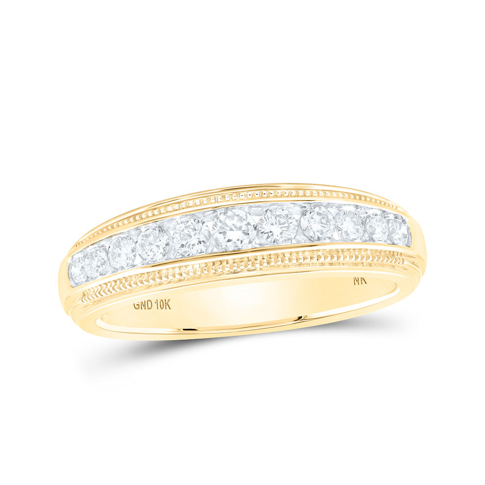 10kt Yellow Gold Mens Round Diamond Band Ring 1/2 Cttw