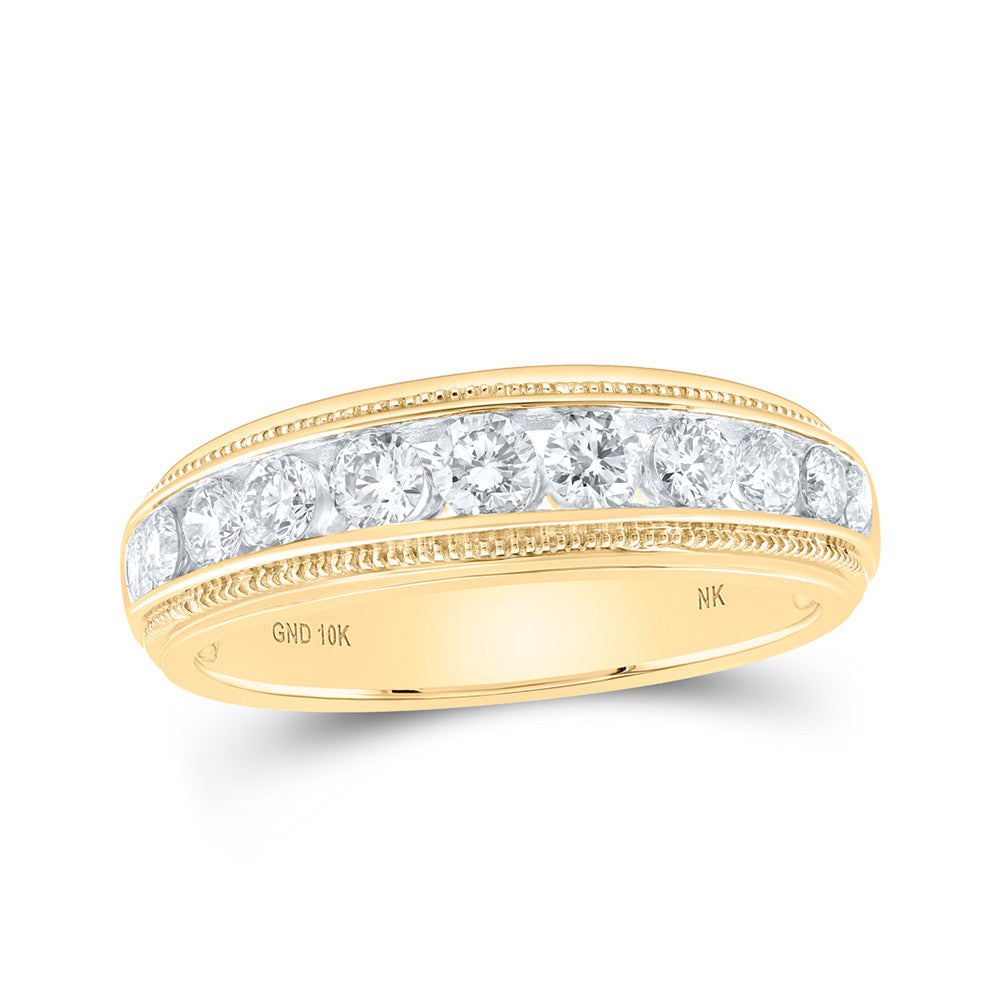 10kt Yellow Gold Mens Round Diamond Band Ring 1 Cttw