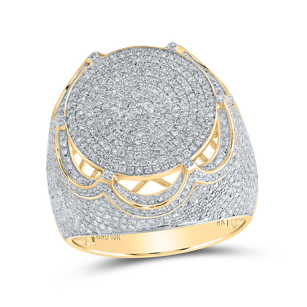 10kt Yellow Gold Mens Round Diamond Pave Circle Ring 1-7/8 Cttw