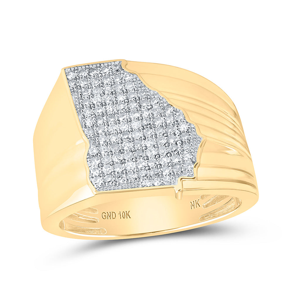 10kt Yellow Gold Mens Round Diamond Georgia Cluster Ring 1/2 Cttw