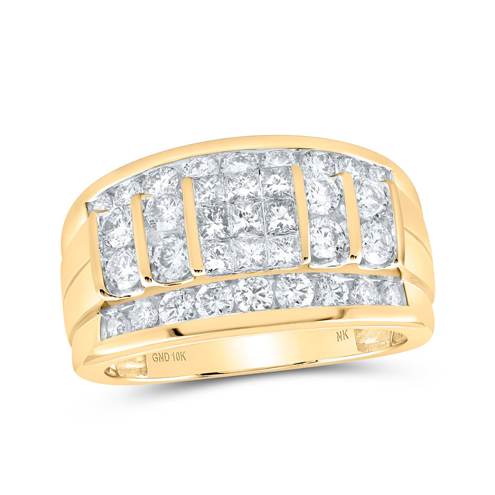 10kt Yellow Gold Mens Princess Diamond Band Ring 2 Cttw