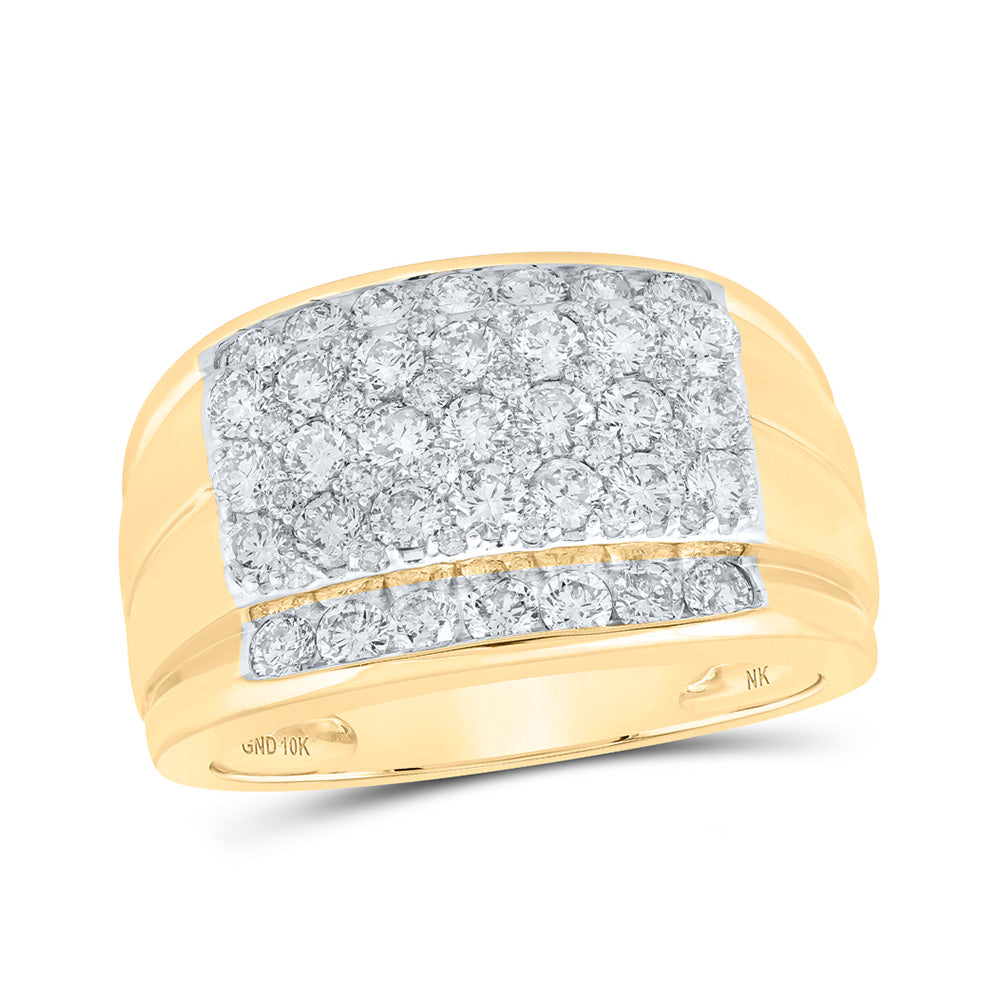 10kt Yellow Gold Mens Round Diamond Band Ring 2 Cttw