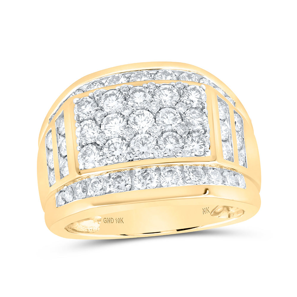 10kt Yellow Gold Mens Round Diamond Band Ring 3 Cttw