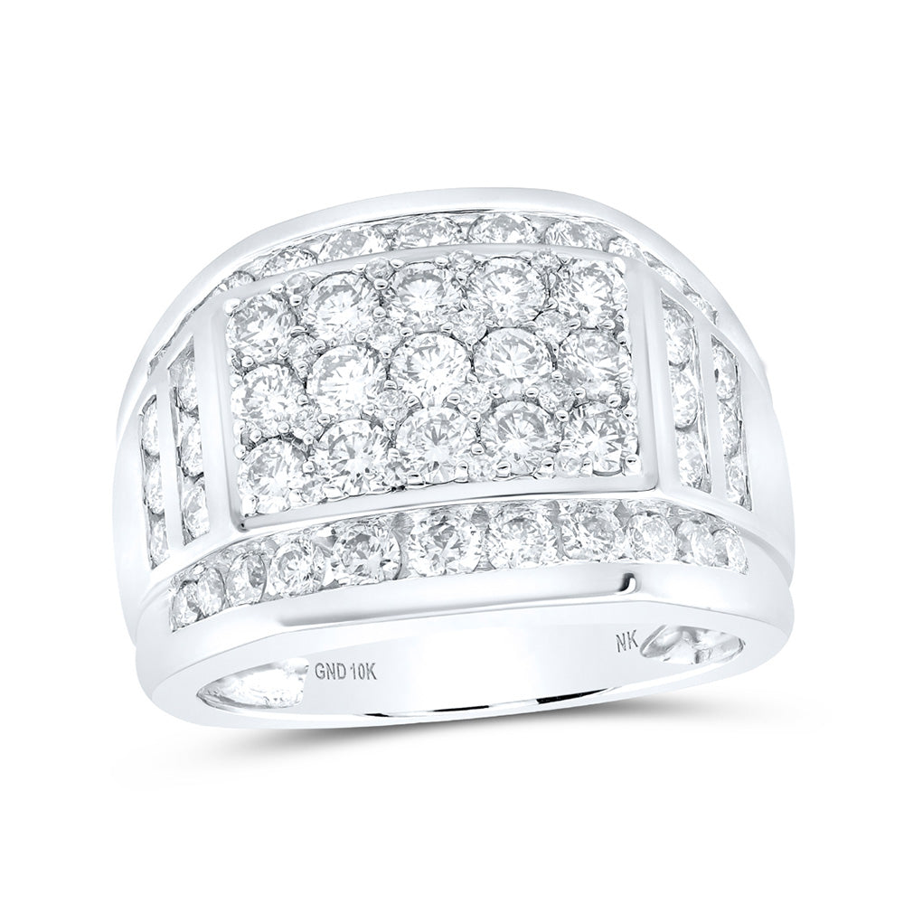 10kt White Gold Mens Round Diamond Band Ring 3 Cttw