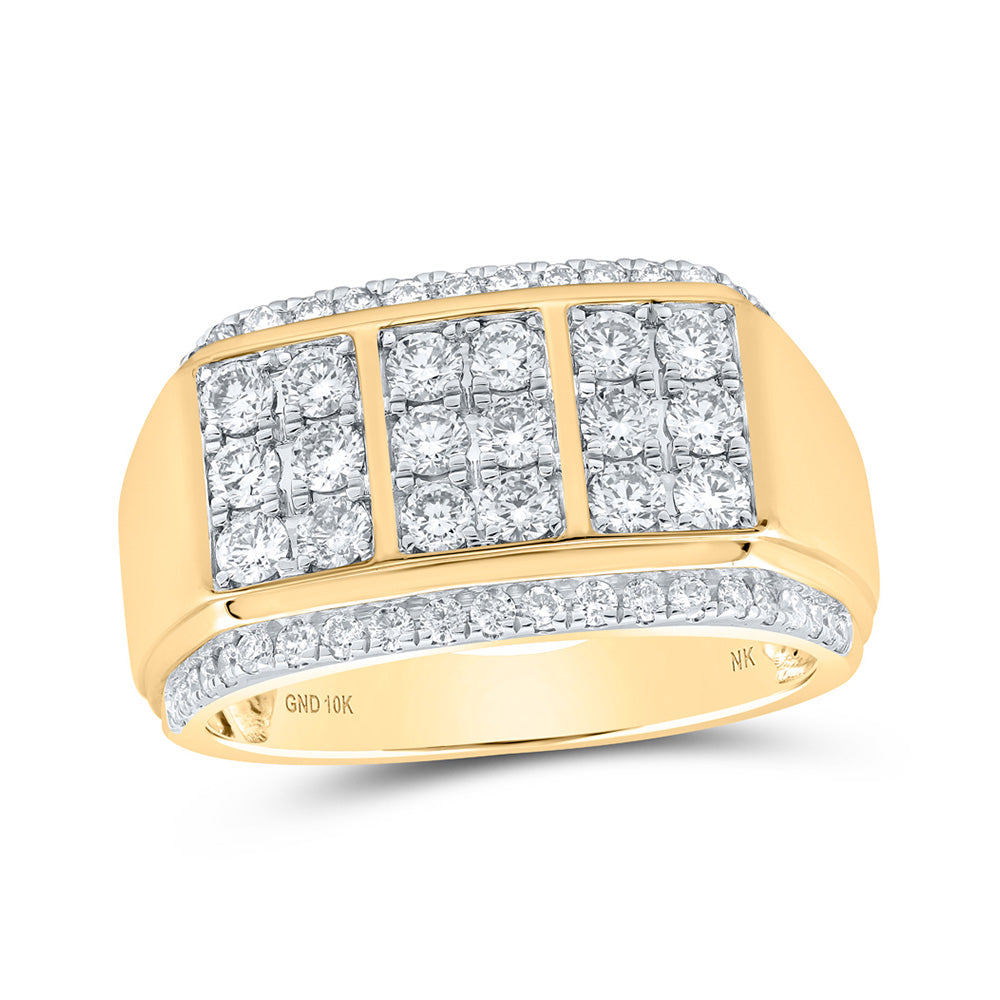 10kt Yellow Gold Mens Round Diamond Band Ring 1-1/2 Cttw