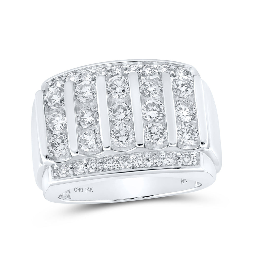 14kt White Gold Mens Round Diamond Band Ring 3 Cttw