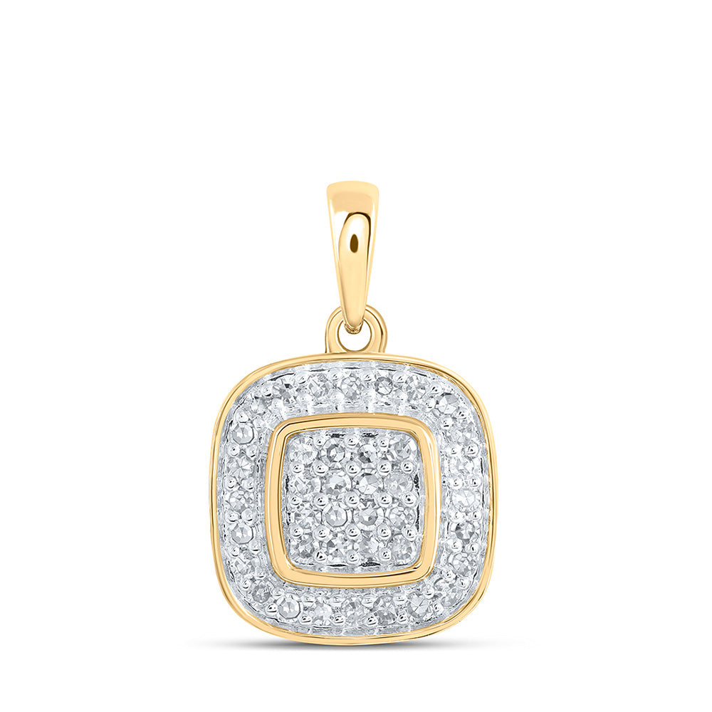 10kt Yellow Gold Womens Round Diamond Square Pendant 1/3 Cttw