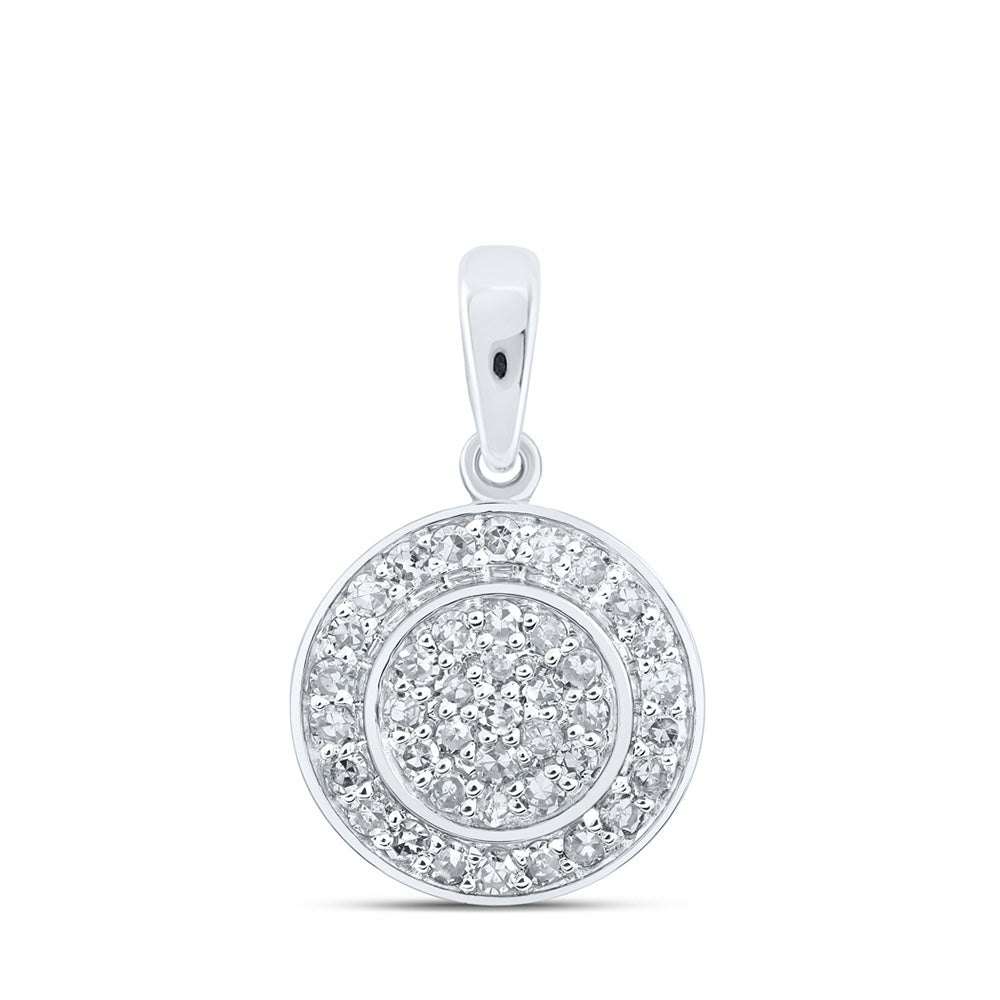 10kt White Gold Womens Round Diamond Cluster Pendant 1/3 Cttw