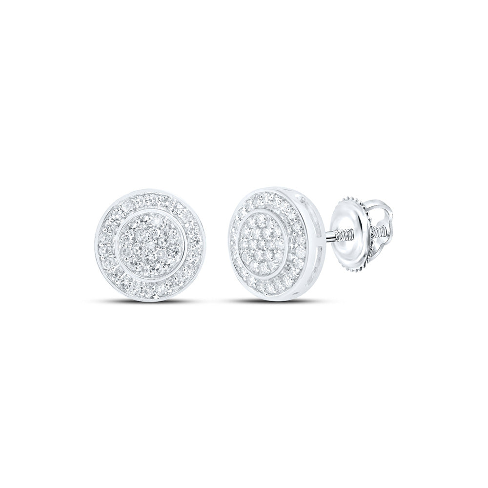 10kt White Gold Womens Round Diamond Cluster Earrings 1/3 Cttw